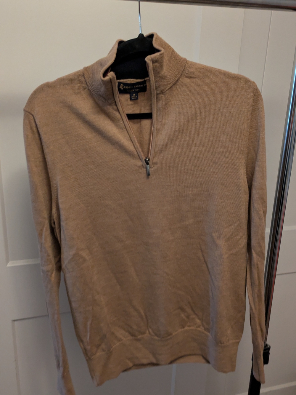 New Brooks Brothers Men's Tan Half-Zip Sweater